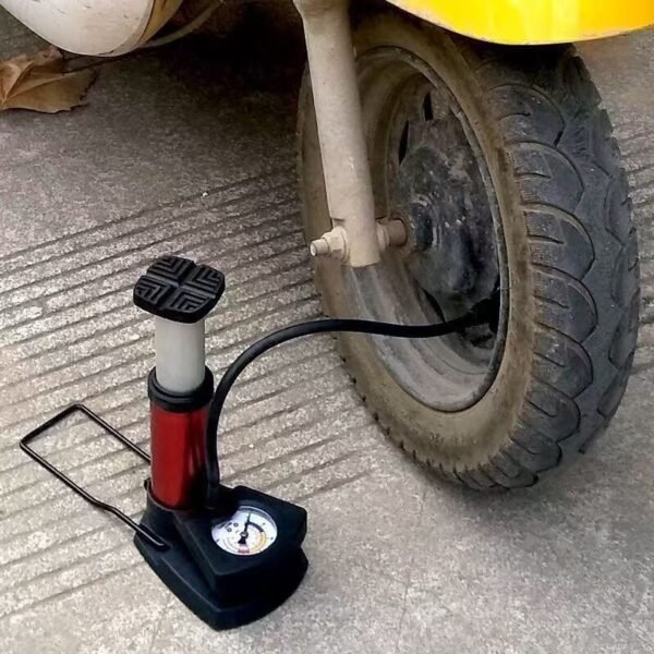 Mini Foot Pedal Bike Pump with Pressure Gauge – Portable Air Pump for Bike, Motorcycle, Balls & Inflatable Items