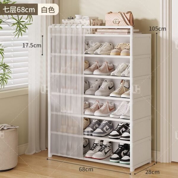 Multi-Layer Dustproof Shoe Rack with Door Curtain – Space-Saving Storage Organizer for Entryway, Dormitory & Living Room - Image 3